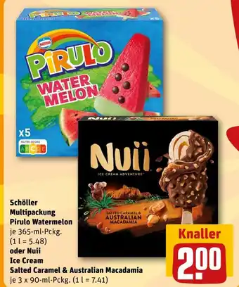 REWE Schöller pirulo watermelon oder nuii ice cream salted caramel & australian macadamia Angebot