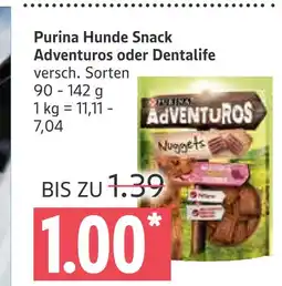 Marktkauf Purina hunde snack adventuros oder dentalife Angebot