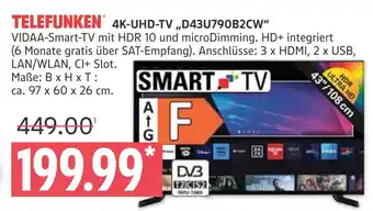 Marktkauf Telefunken 4k-uhd-tv „d43u790b2cw“ Angebot