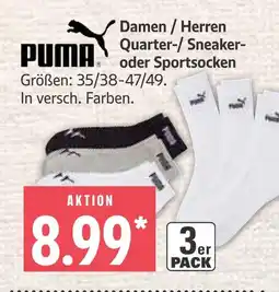 Marktkauf Puma damen / herren quarter-/ sneaker- oder sportsocken Angebot