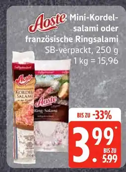 Edeka Aoste mini-kordelsalami oder französische ringsalami Angebot