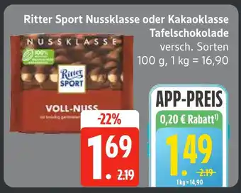 Edeka Ritter sport nussklasse oder kakaoklasse tafelschokolade Angebot