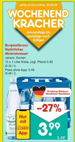 Netto Marken-Discount Burgwallbronn natürliches mineralwasser Angebot