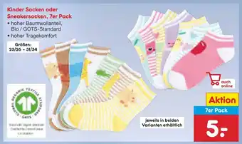 Netto Marken-Discount Kinder socken oder sneakersocken, 7er pack Angebot