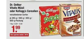 V Markt Dr, Otker Vitalis Müsli Oder Kellogg's Cerealien Angebot