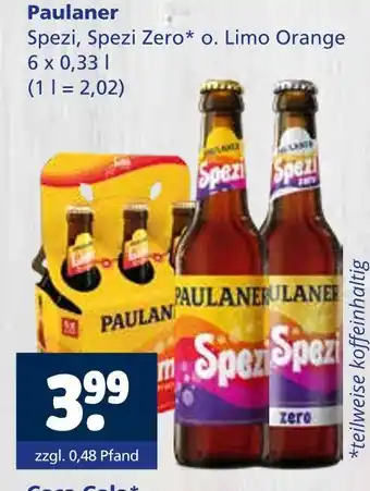 Getränkewelt Paulaner spezi, spezi zero o. limo orange Angebot