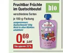 V Markt Fruchtbar Früchte Im Quetschbeutel 100g Angebot