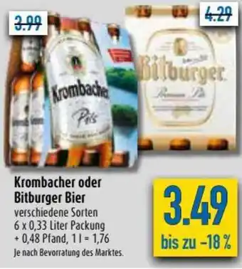 diska Krombacher oder Bitburger Bier Angebot