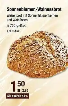 V Markt Sonnenblumen Walnussbrot 750g Angebot