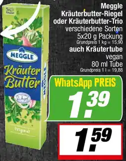 L. STROETMANN GROSSMARKT Meggle Kräuterbutter-Riegel oder Kräuterbutter-Trio auch Kräutertube Angebot