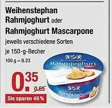 V Markt Weihenstephan Rahmjoghurt Oder Rahmjoghurt Mascarpone 150g Becher Angebot