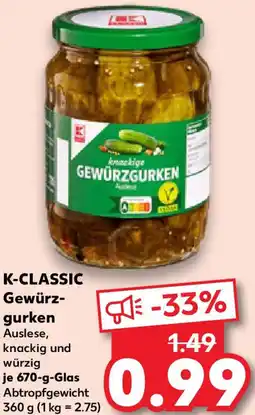 Kaufland K-CLASSIC Gewürzgurken Angebot