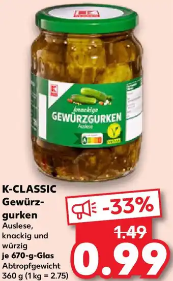 Kaufland K-CLASSIC Gewürzgurken Angebot