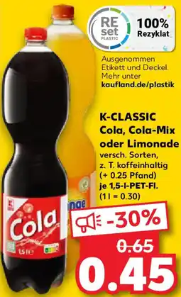 Kaufland K-CLASSIC Cola, Cola-Mix oder Limonade Angebot