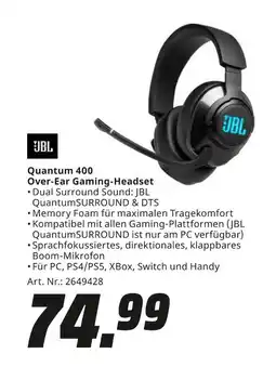 MediaMarkt Jbl quantum 400 over-ear gaming-headset Angebot