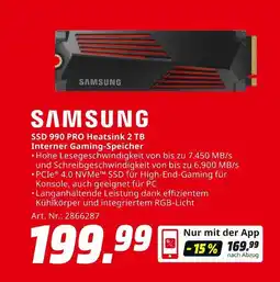 MediaMarkt Samsung ssd 990 pro heatsink 2 tb interner gaming-speicher Angebot