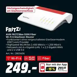 MediaMarkt Fritz! avm fritz!box 5590 fiber wi-fi 6 glasfaser-router Angebot