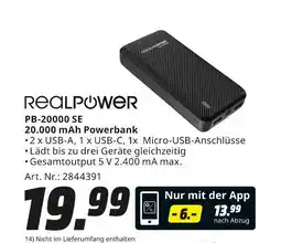 MediaMarkt Realpower pb-20000 se 20.000 mah powerbank Angebot