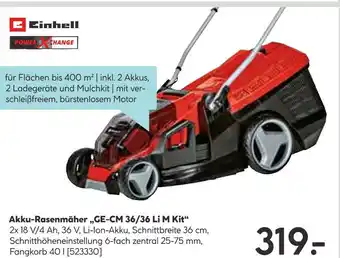 Hellweg Einhell akku-rasenmäher „ge-cm 36/36 li m kit“ Angebot