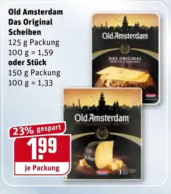 REWE Old Amsterdam Das Original Scheiben 125g oder Stück 150g Angebot