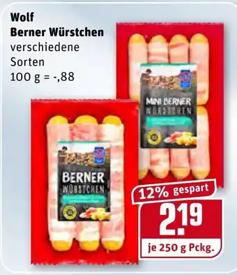 REWE Wolf Berner Würstchen 250g Angebot