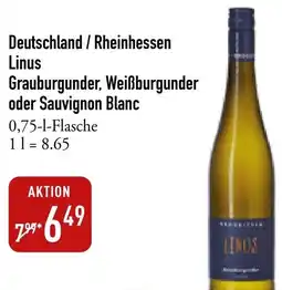 Galeria Markthalle Deutschland/Rheinhessen Linus Grauburgunder, Weißburgunder oder Sauvignon Blanc Angebot