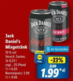 Lidl Jack daniel’s mixgetränk Angebot