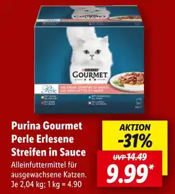 Lidl Purina gourmet perle erlesene streifen in sauce Angebot