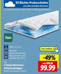 Lidl Fan 7-zonen matratzen-gelschaumtopper modell gel-feeling je stück Angebot