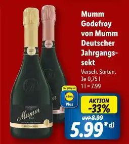 Lidl Godefroy von mumm mumm deutscher jahrgangssekt Angebot