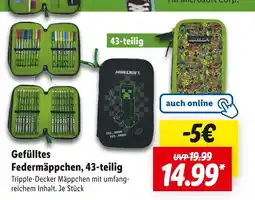 Lidl Minecraft gefülltes federmäppchen, 43-teilig Angebot