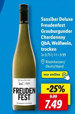 Lidl Sansibar deluxe freudenfest grauburgunder chardonnay qba, weißwein, trocken Angebot