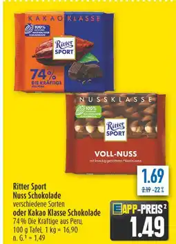 diska Ritter sport nuss schokolade oder kakao klasse schokolade Angebot