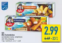 diska Iglo 15 fischstäbchen oder 13 backfisch-stäbchen Angebot