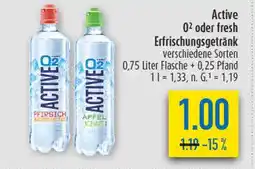 diska Active o2 pfirsich weißer tee oder apfel kiwi Angebot