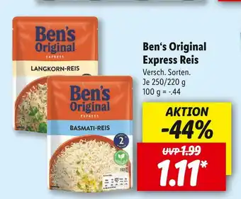 Lidl Ben‘s original express reis Angebot