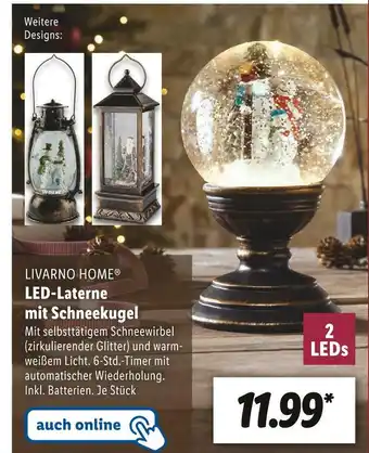 Lidl Livarno home led-laterne mit schneekugel Angebot