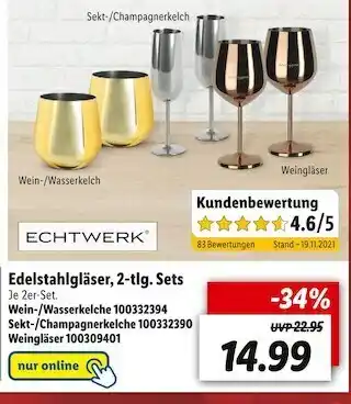 Lidl Echtwerk edelstahlgläser Angebot