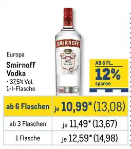 METRO Smirnoff Vodka Angebot