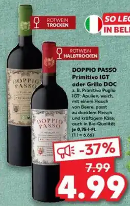 Kaufland DOPPIO PASSO Primitivo IGT oder Grillo DOC Angebot