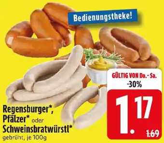 Edeka Regensburger, Pfälzer oder Schweinsbratwürstl Angebot