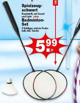 Krümet Sonderposten Spielzeugschwert oder Badminton Set Angebot