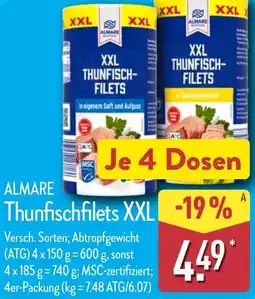 Aldi Nord ALMARE Thunfischfilets XXL Angebot