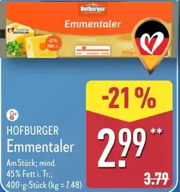 Aldi Nord HOFBURGER Emmentaler Angebot