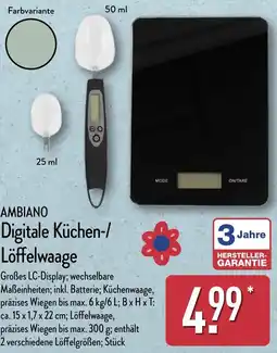 Aldi Nord AMBIANO Digitale Küchen-/ Löffelwaage Angebot