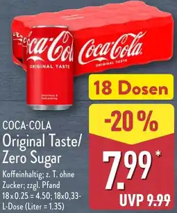 Aldi Nord COCA-COLA Original Taste/ Zero Sugar Angebot