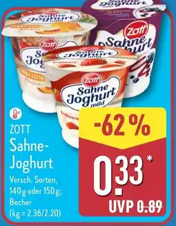 Aldi Nord ZOTT Sahne Joghurt Angebot