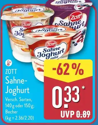 Aldi Nord ZOTT Sahne Joghurt Angebot