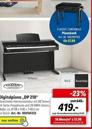 Lidl Classic digitalpiano „dp 210“ Angebot