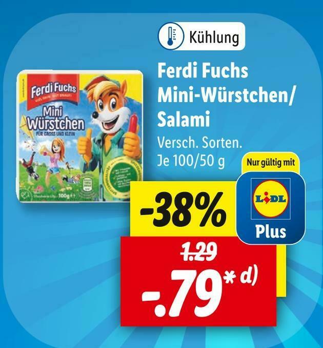 Ferdi fuchs miniwürstchen/ salami Angebot bei Lidl